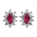 Ouro Fino Rubellite and Moissanite Sunburst Stud Earrings in Platinum Over Sterling Silver 0.65 ctw - Sticky add to cart bar