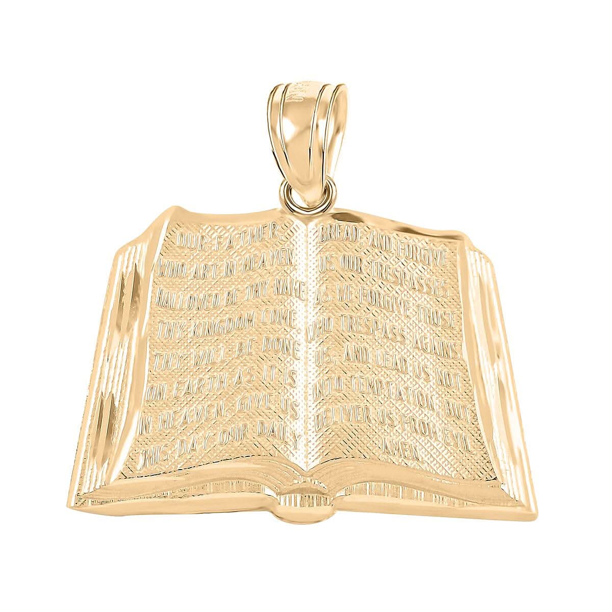 10K Yellow Gold Diamond Cut Holy Bible Pendant 2.20 Grams