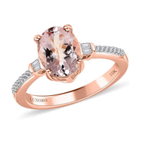 Luxoro 10K Rose Gold Premium Pink Morganite and Diamond Ring 1.75 ctw