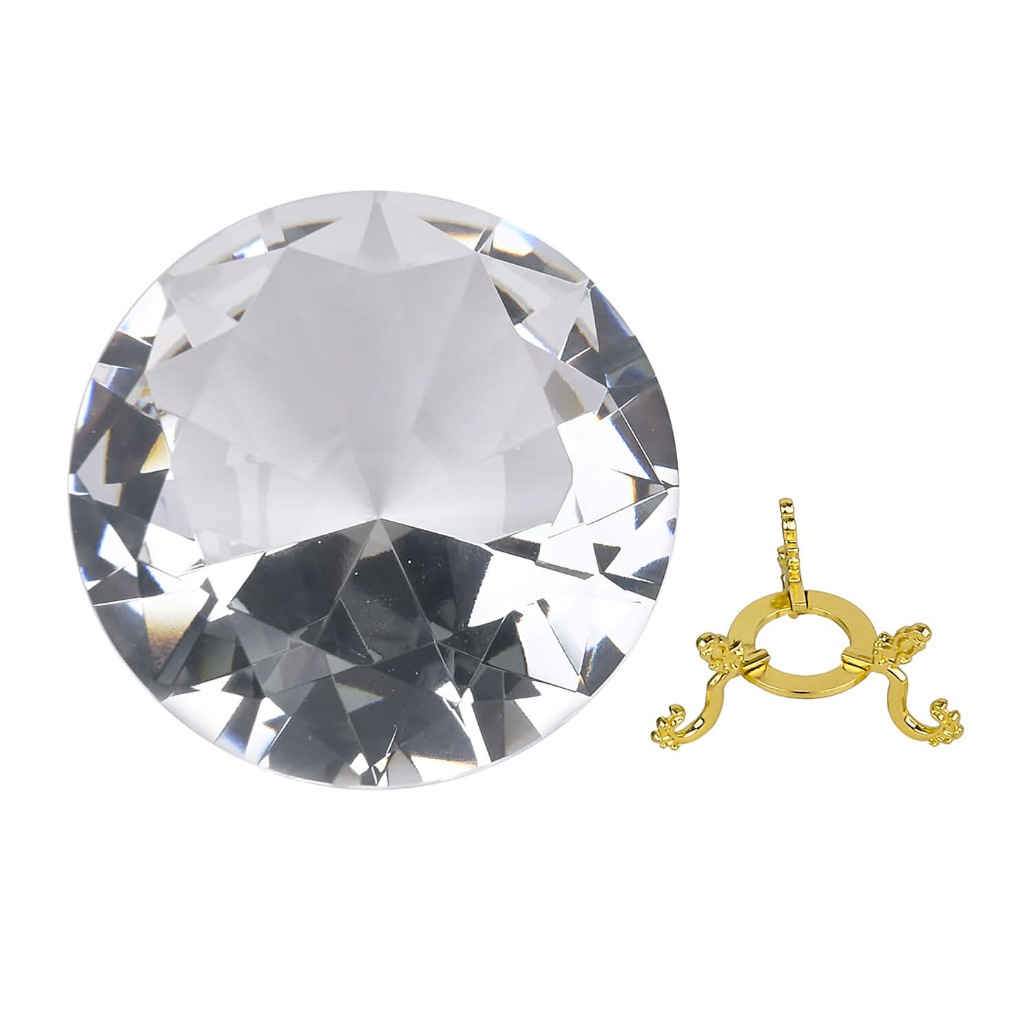 Transparent Decorative Diamond Shaped Crystal with Stand (4.72")