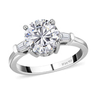 Moissanite Solitaire Ring in Platinum Over Sterling Silver 1.90 ctw