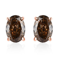 Luxoro 10K Rose Gold I1-I2 Natural Champagne Diamond Solitaire Stud Earrings 1.00 ctw