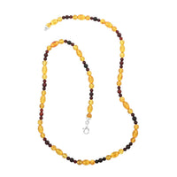 Multi Colored Amber Necklace 24 Inches in Sterling Silver