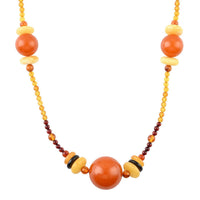 Multi Colored Amber Necklace 25 Inches in Sterling Silver