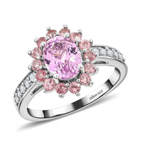 AAA Patroke Kunzite and Multi Gemstone Floral Ring in Platinum Over Sterling Silver (Size 10.0) 3.30 ctw