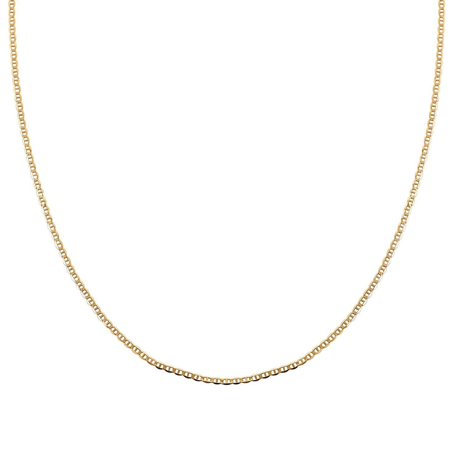 14K Yellow Gold 1.3mm Mariner Chain Necklace 18 Inches 1.10 Grams