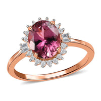 Luxoro 14K Rose Gold AAA Morro Redondo Pink Tourmaline and Diamond Floral Ring 2.00 ctw