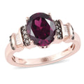 Orissa Rhodolite Garnet, Natural Champagne and White Diamond Ring in Vermeil RG Over Sterling Silver (Size 9.0) 2.25 ctw - Sticky add to cart bar