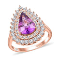 One Of A Kind Certified & Appraised Iliana 18K Rose Gold AAA Purple Sapphire and G-H SI Diamond Ring (Size 7.0) 3.80 ctw - Sticky add to cart bar
