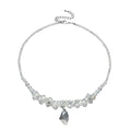 Simulated White Mystic Color Topaz Beaded Necklace 20-22 Inches in Silvertone - Sticky add to cart bar
