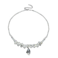 Simulated White Mystic Color Topaz Beaded Necklace 20-22 Inches in Silvertone