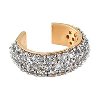 Natural White Zircon Fancy Studded Statement Ear Cuff in Vermeil Yellow Gold Over Sterling Silver 0.85 ctw