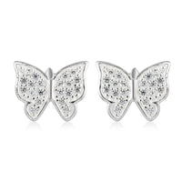 Simulated Diamond Butterfly Earrings in Sterling Silver