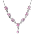 Ilakaka Hot Pink Sapphire (FF) and White Zircon Necklace 18 Inches in Platinum Over Sterling Silver 6.75 ctw - Sticky add to cart bar