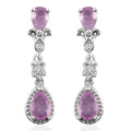 Ilakaka Hot Pink Sapphire and Zircon Dangle Earrings in Platinum Over Sterling Silver 3.00 ctw - Sticky add to cart bar