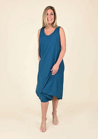 TAMSY Blue Solid Sleeveless A-Line Dress - One Size Fits Most (24"x41")