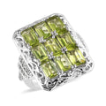 Premium Peridot and White Zircon Ring in Platinum Over Sterling Silver 5.65 ctw - Sticky add to cart bar