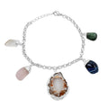 Made in Brazil Crazy Lace Agate and Multi Gemstone Bracelet in Silvertone (8-9In) 70.00 ctw - Sticky add to cart bar