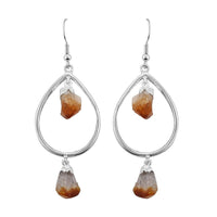 Brazilian Citrine Drop Earrings in Silvertone 42.50 ctw