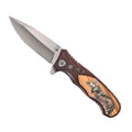 Brown Portable Folding Fox Printed Pattern Stainless Steel Knife (7.71") - Sticky add to cart bar