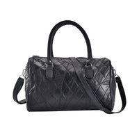 Patchwork Sheep Leather Cross Body Bag (12"x8"x5.5'') - Black