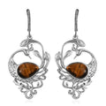 South African Tiger's Eye Peacock Earrings in Platinum Over Copper With Magnet and Stainless Steel 8.20 ctw - Sticky add to cart bar