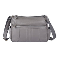 Gray Color Durable Genunie Leather Crossbody Bag (12.2x5.12x9.45) with Shoulder Strap