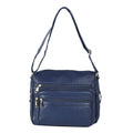 Black Color Multi Pocket Genunie Leather Crossbody Bag (11.02"x5.12"x9.05") with Shoulder Strap - Sticky add to cart bar
