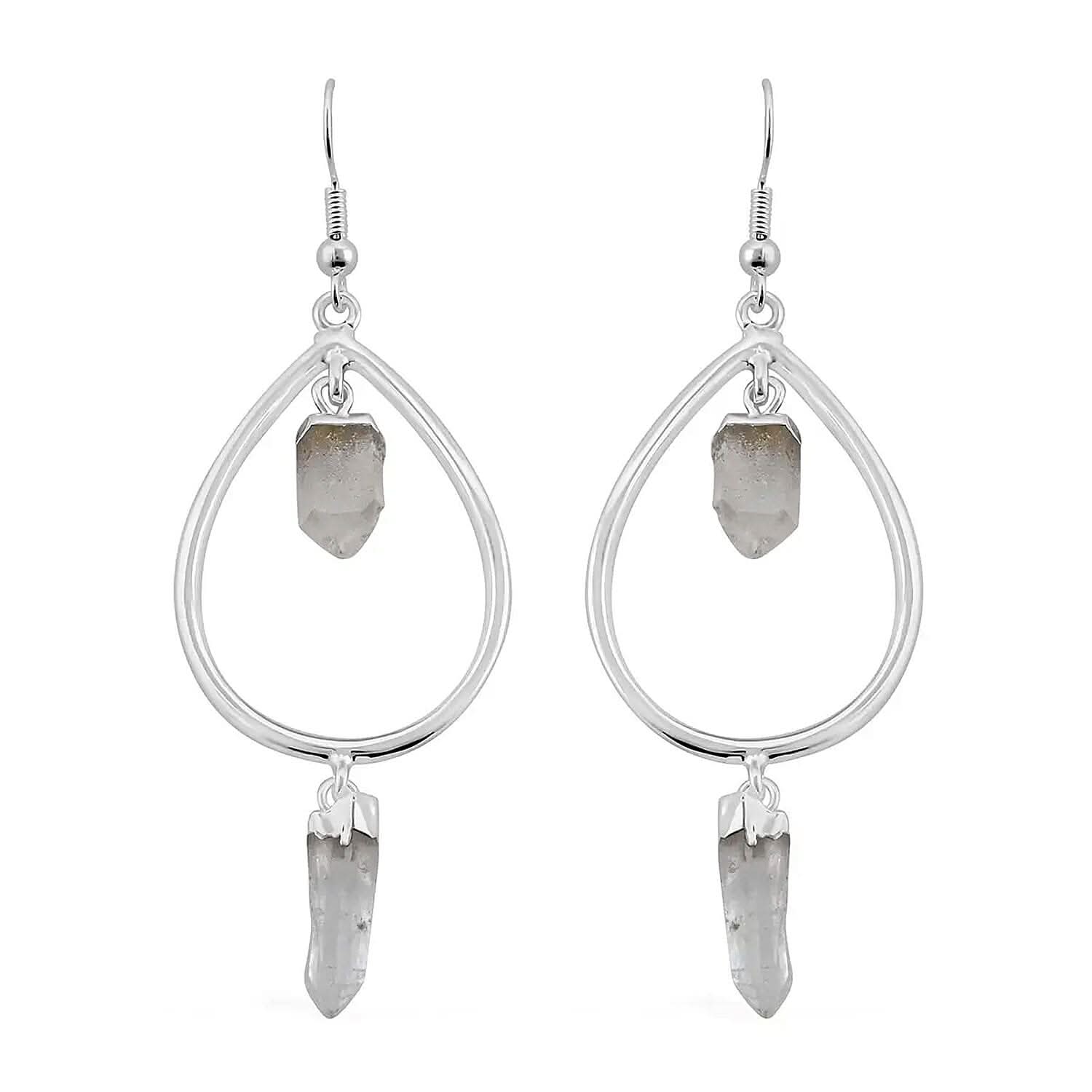 Crystal Drop Earrings in Silvertone 27.50 ctw