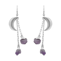 Amethyst Point Moon Earrings in Silvertone 25.50 ctw
