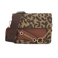 Brown Leopard Pattern Faux Leather Crossbody Bag (7.67"x6.3"x2.36")