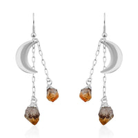 Brazilian Citrine Point Moon Earrings in Goldtone 27.00 ctw