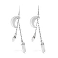 Crystal Point Moon Earrings in Silvertone 11.00 ctw - Sticky add to cart bar