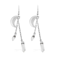 Crystal Point Moon Earrings in Silvertone 11.00 ctw