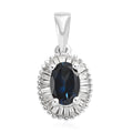 Monte Belo Indicolite and Diamond Halo Pendant in Platinum Over Sterling Silver 0.70 ctw - Sticky add to cart bar