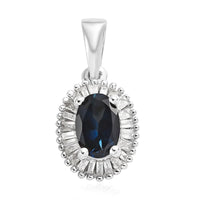 Monte Belo Indicolite and Diamond Halo Pendant in Platinum Over Sterling Silver 0.70 ctw