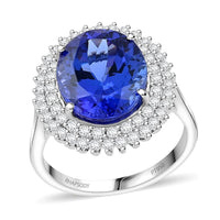 Certified & Appraised Rhapsody 950 Platinum AAAA Tanzanite and E-F VS Diamond Ring 7.10 Grams 5.50 ctw
