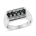Premium Monte Belo Indicolite and White Topaz Men's Ring in Platinum Over Sterling Silver 1.40 ctw - Sticky add to cart bar