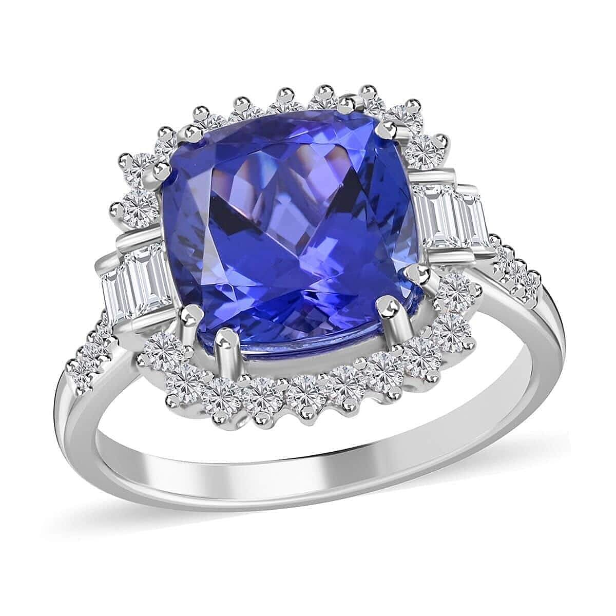 Certified & Appraised Rhapsody 950 Platinum AAAA Tanzanite and E-F VS Diamond Ring 5.75 Grams 4.00 ctw