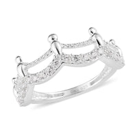 Simulated Diamond Half Eternity Band Ring in Sterling Silver 0.40 ctw