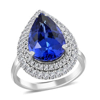 Certified & Appraised Rhapsody 950 Platinum AAAA Tanzanite and E-F VS Diamond Ring 9.10 Grams 7.85 ctw