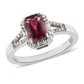 Radiant Cut Ouro Fino Rubellite and Moissanite Split Shank Ring in Platinum Over Sterling Silver 1.00 ctw - Sticky add to cart bar