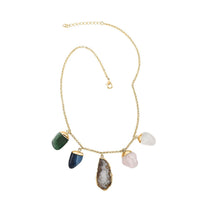 Multi Gemstone Necklace 16-18 Inches in Goldtone 97.50 ctw