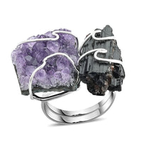 Made in Brazil Amethyst and Tourmaline Ring in Silvertone 37.00 ctw