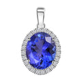 Certified & Appraised Rhapsody 950 Platinum AAAA Tanzanit and E-F VS Diamond Halo Pendant without Chain 2.85 ctw - Sticky add to cart bar