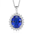 Certified & Appraised Rhapsody AAAA Tanzanite and E-F VS Diamond 4.25 ctw Sunburst Pendant without Chain in 950 Platinum - Sticky add to cart bar