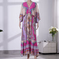 Tamsy Pink Printed V-Neckline Maxi Dress - Sticky add to cart bar