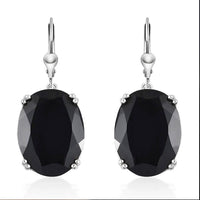 Thai Black Spinel Lever Back Earrings in Platinum Over Sterling Silver 49.00 ctw