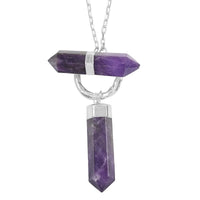Amethyst Pendant Necklace 35 Inches in Silvertone 149.00 ctw