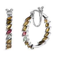 Multi-Tourmaline Inside Out Hoop Earrings in Platinum Over Sterling Silver 8.65 ctw